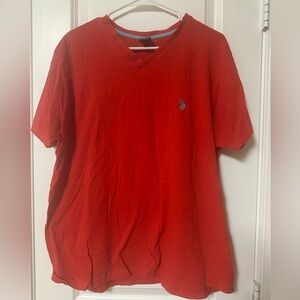 U.S. Polo Assn. Red V-Neck Short Sleeve Tee